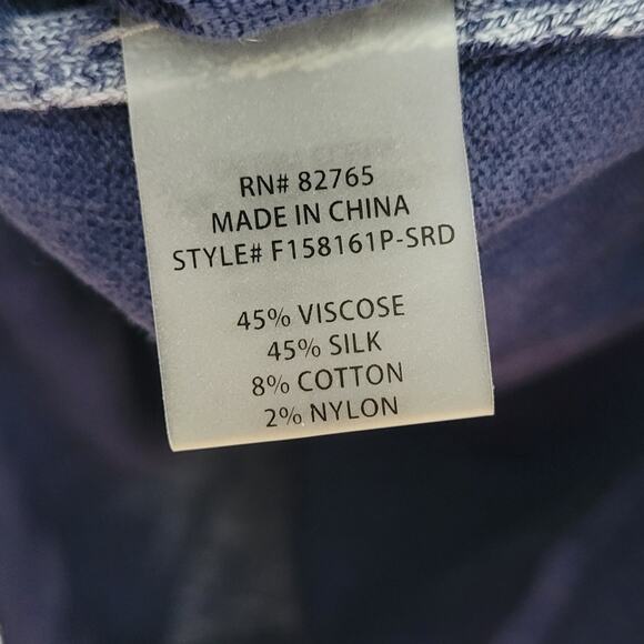 Soft Surroundings Womens Petite LP Large Blue Silk Blend Lightweight Top Sweater - Picture 4 of 5